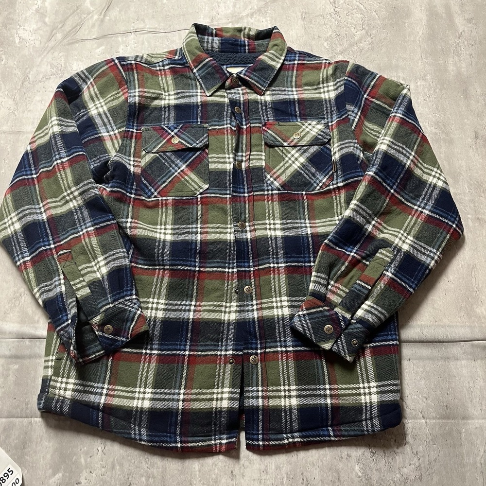 Legendary Whitetails Long Sleeve Button Flannel Blue Green Plaid Mens Size Large